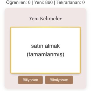 Başlangıç Seviye/A1 Kelime Dağarcığı (6 aylık erişim)