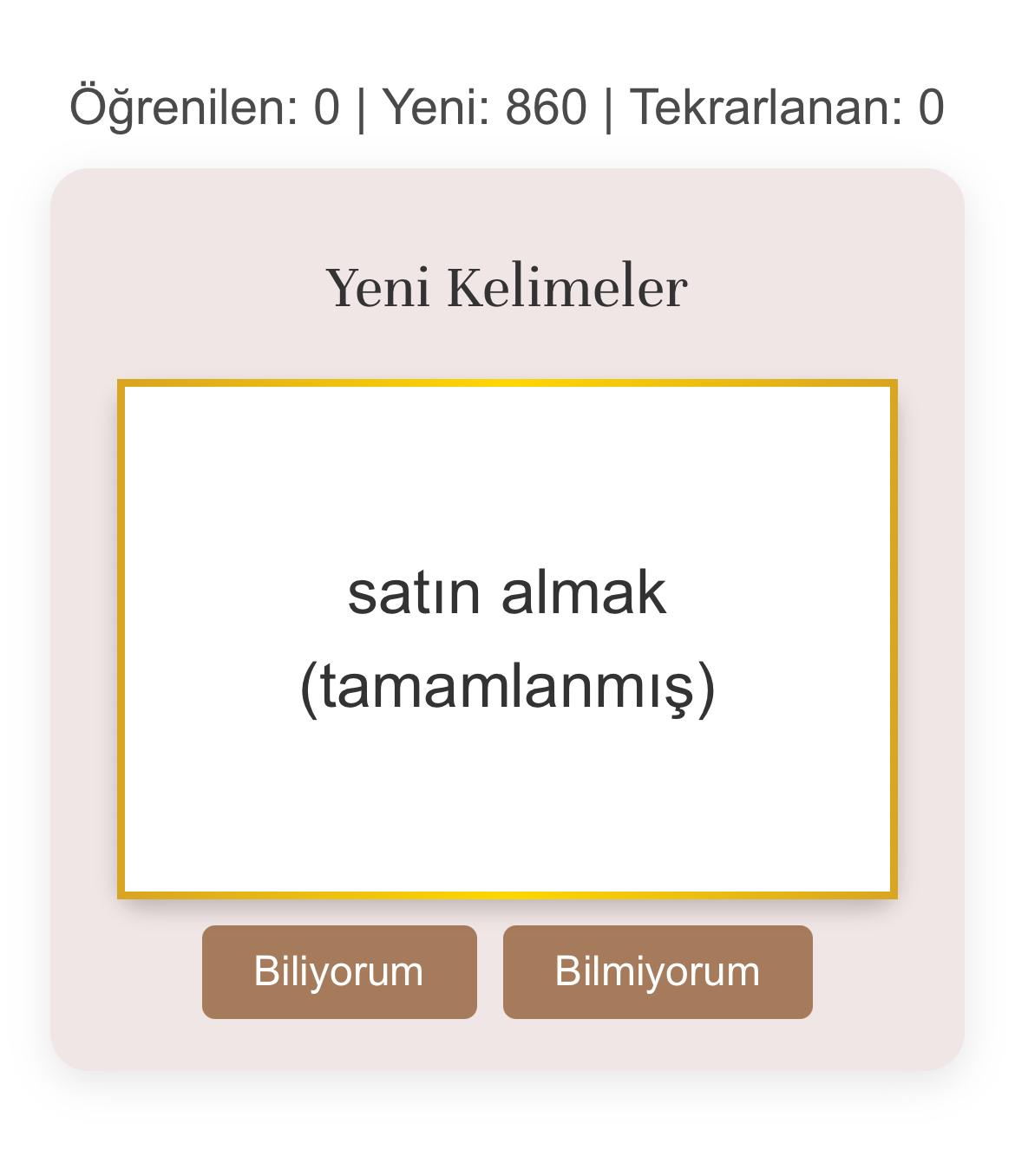 Başlangıç Seviye/A1 Kelime Dağarcığı (6 aylık erişim)
